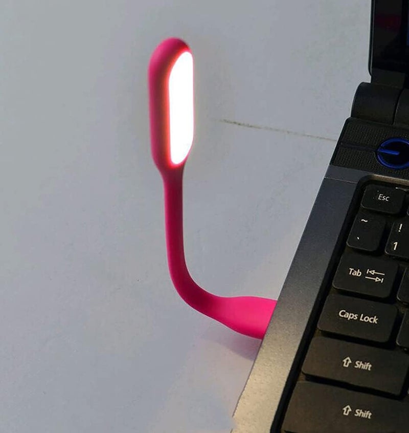 Soseelnee Mini Flexible Light, Portable USB Led Reading Night Lamp for PC Laptop Computer Notebook Power Bank - 2 Pack (Pink) - Image 3